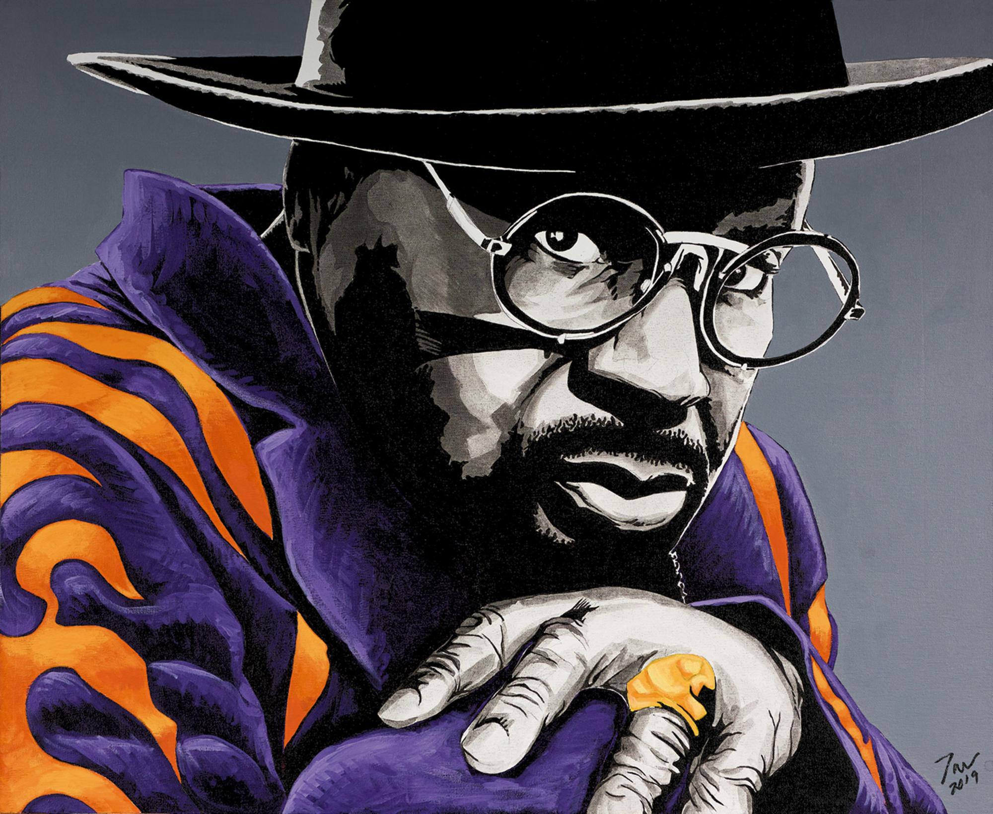 George Clinton, uno de los músicos entrevistados por Jaime Bajo en el libro ‘El hechizo del groove’. Ilustración de Jaume Mira i Carbonell